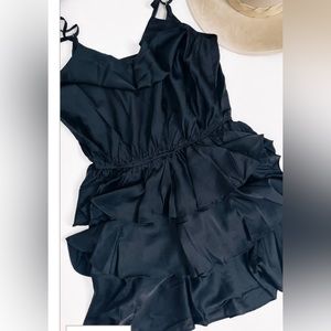 Black cowl neck mini dress